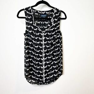 Modcloth Shirt Womens xs Black Weiner Dog Heart Daschaund Sleeveless tank Top
